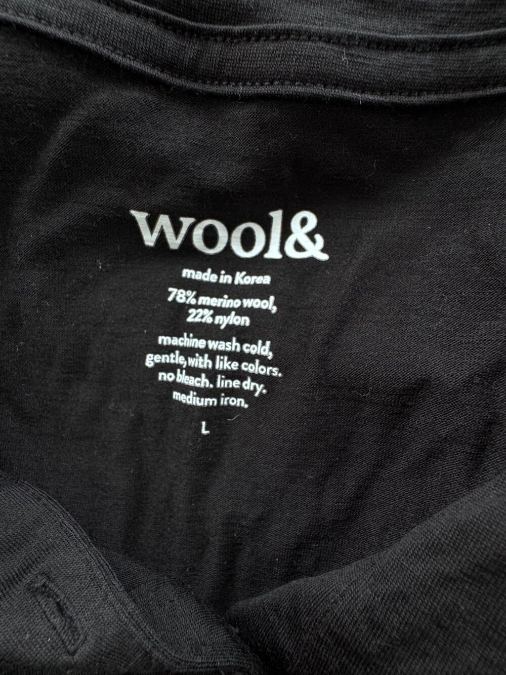 Wool& Wallis Henley Long Sleeved Tee Black L
